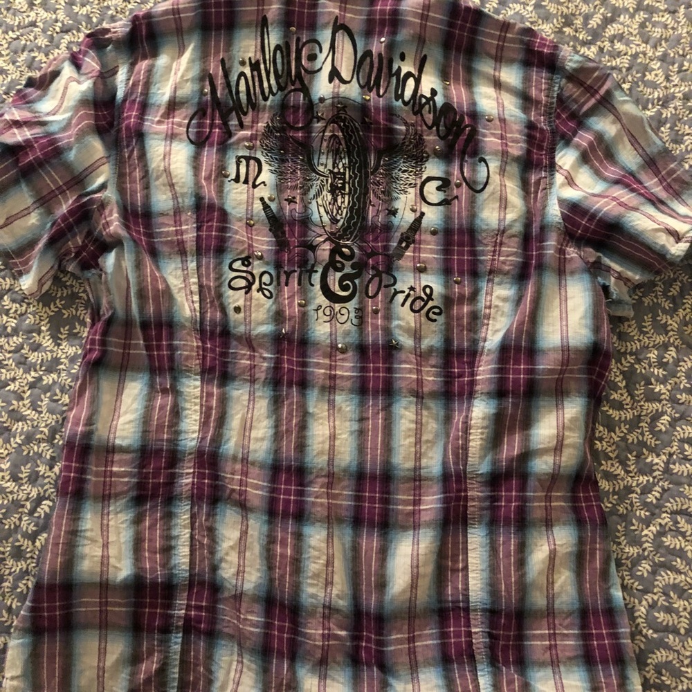 Harley Davidson plaid blouse, Size M
